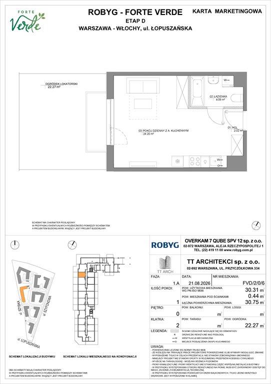 Nowa kawalerka Forte Verde Warszawa, Włochy, Łopuszańska 28  30m2 Foto 1