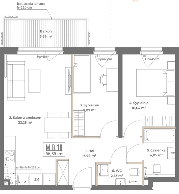 Nowe mieszkanie trzypokojowe Botanika Gdańsk, Osowa, Izydy  56m2 Foto 1
