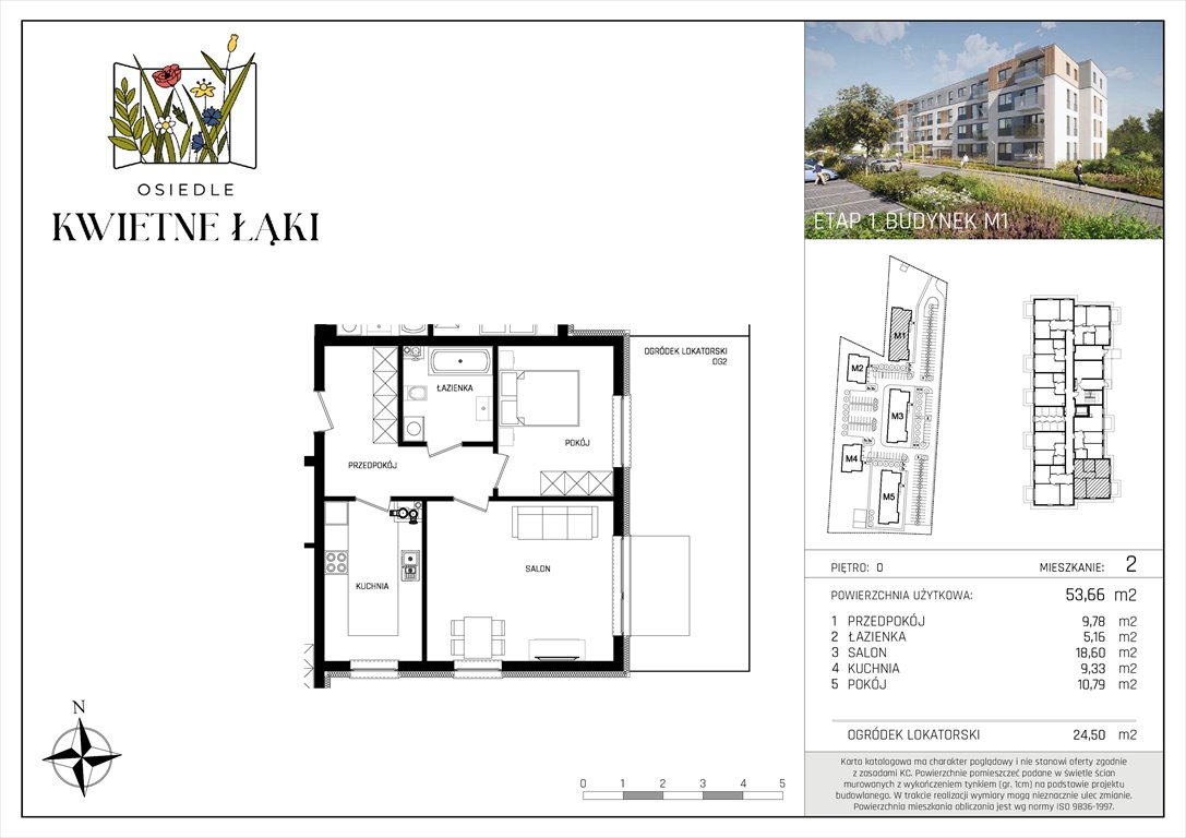 Nowe mieszkanie dwupokojowe Osiedle Kwietne Łąki Poddębice, Targowa 17  54m2 Foto 1