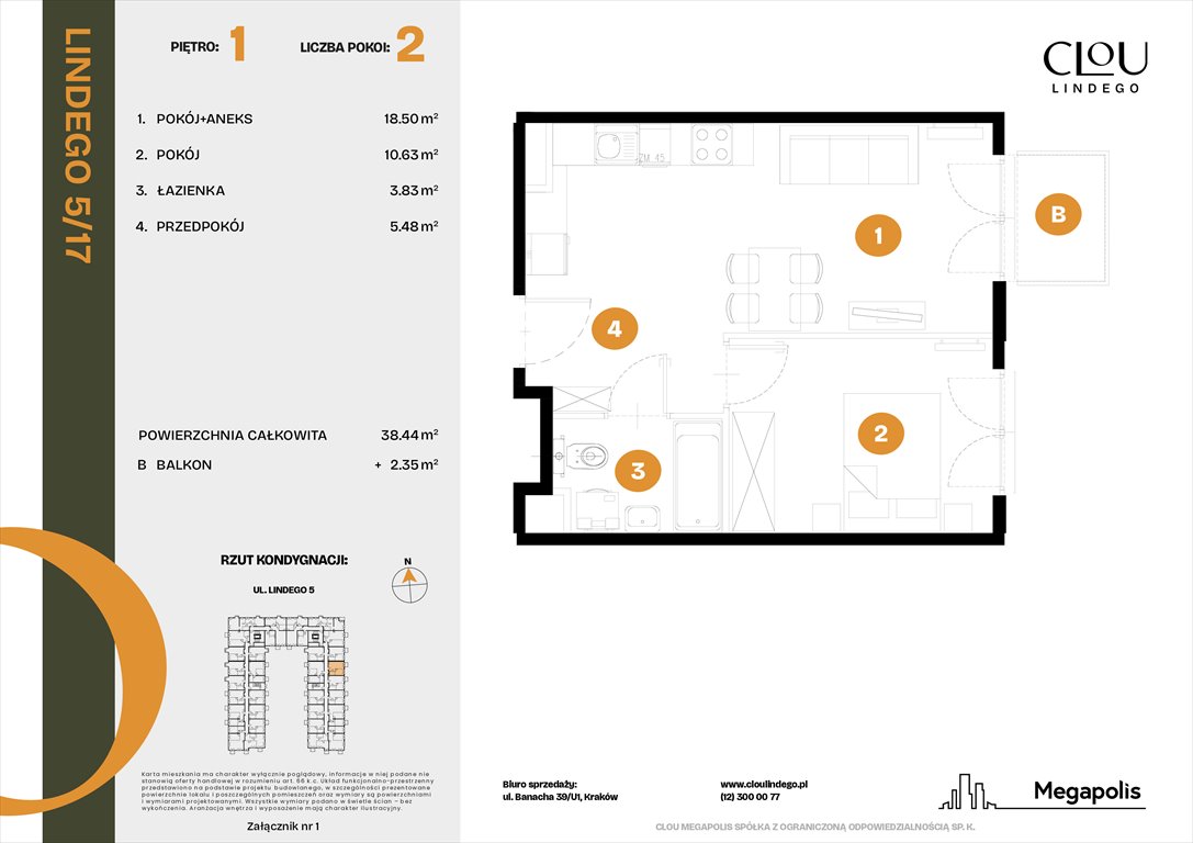Nowe mieszkanie dwupokojowe Clou Lindego Kraków, Lindego 5  38m2 Foto 1