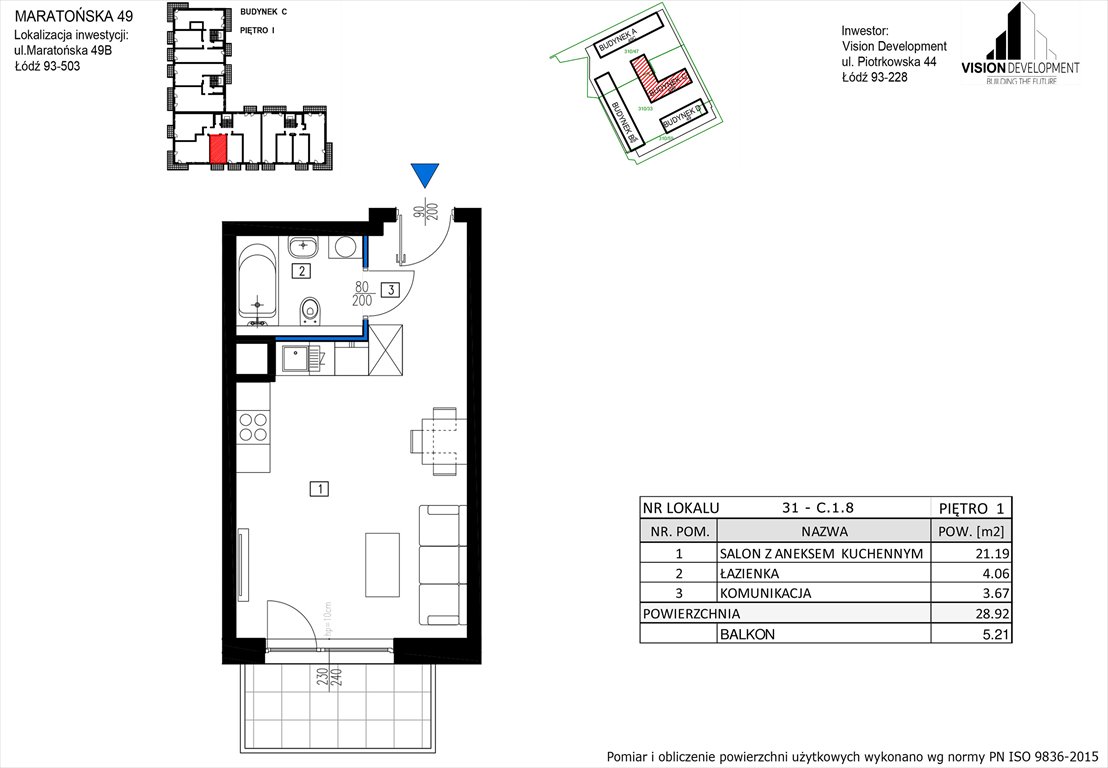 Nowa kawalerka Maratońska 49 Nowa Retkinia  Łódź, Retkinia, Maratońska 49C  29m2 Foto 1