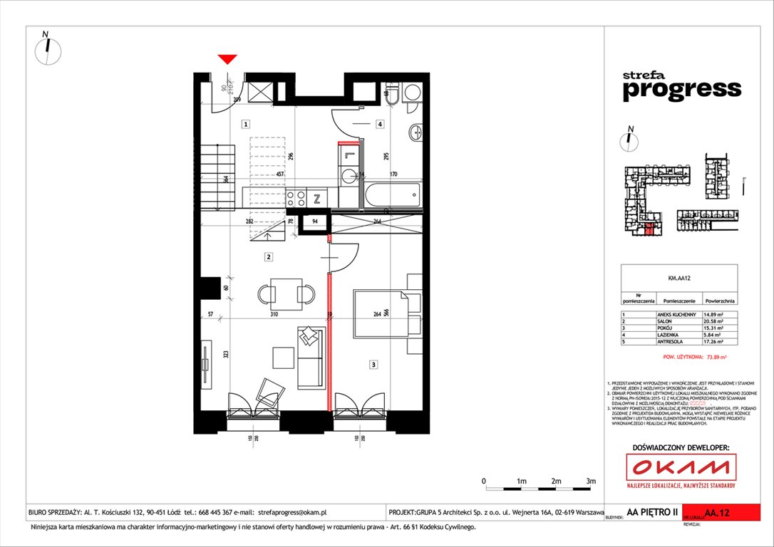 Nowe mieszkanie dwupokojowe Strefa PROGRESS Łódź, Al. Kościuszki 132  74m2 Foto 1