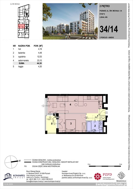 Nowe mieszkanie dwupokojowe Świętego Michała etap 2 Poznań, Komandoria, Świętego Michała 36  44m2 Foto 1