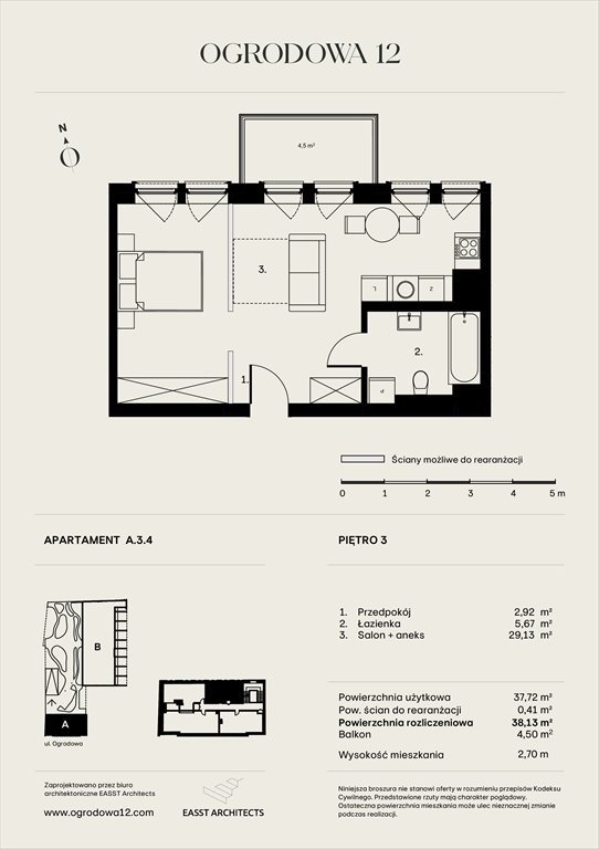 Nowe mieszkanie Apartamentowiec Ogrodowa 12 Poznań, Ogrodowa 12  37m2 Foto 1