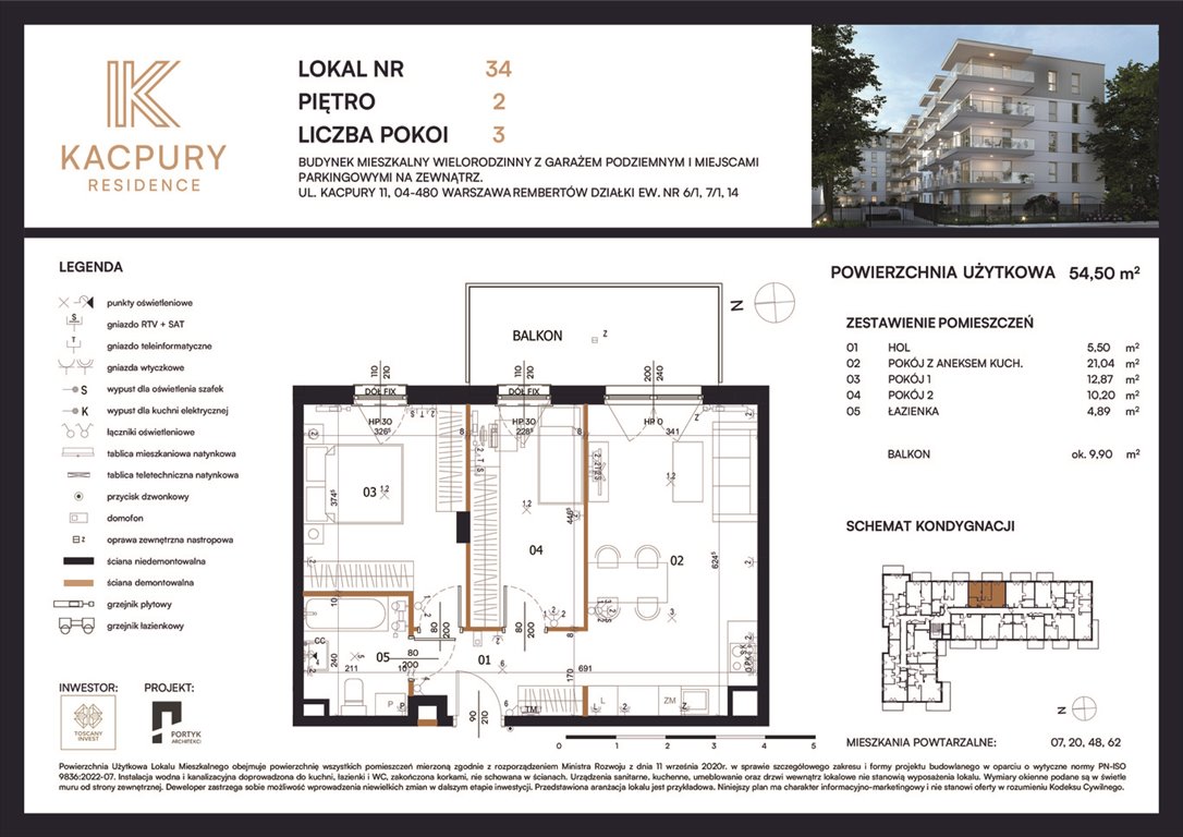 Nowe mieszkanie trzypokojowe Kacpury Residence Warszawa, Rembetów, Kacpury 11  55m2 Foto 1