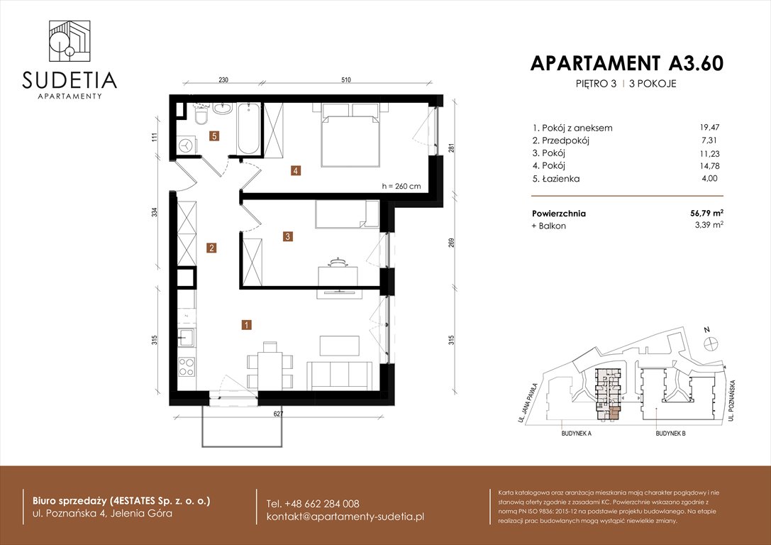Nowe mieszkanie trzypokojowe APARTAMENTY SUDETIA Jelenia Góra, POZNAŃSKA 4  57m2 Foto 1