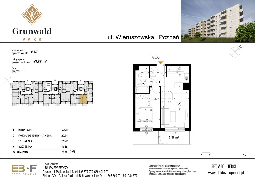 Nowe mieszkanie dwupokojowe Grunwald Park - ul. Wieruszowska 8 Poznań, Grunwald, Wieruszowska 8  44m2 Foto 1