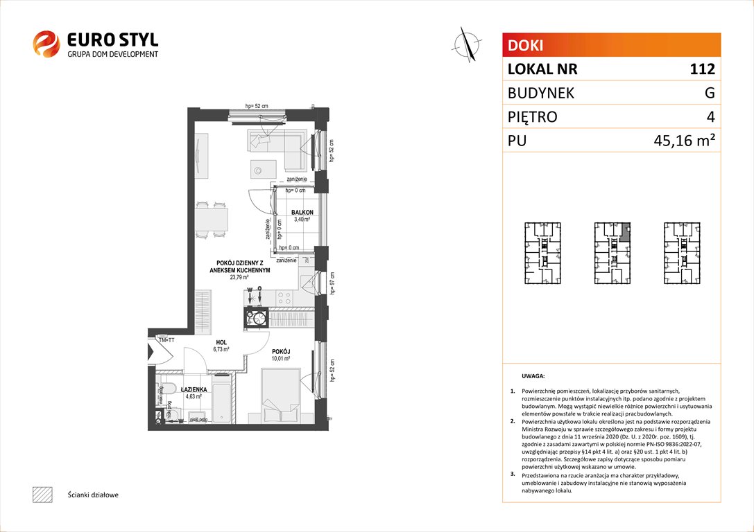 Nowe mieszkanie dwupokojowe DOKI LIVING Gdańsk, Śródmieście, ks. Jerzego Popiełuszki/Rybaki Górne  45m2 Foto 1