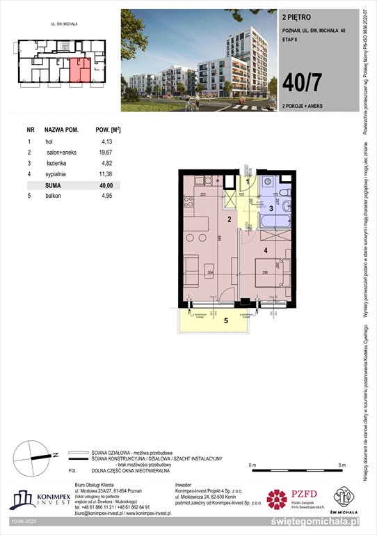 Nowe mieszkanie dwupokojowe Świętego Michała etap 2 Poznań, Komandoria, Świętego Michała 36  40m2 Foto 1