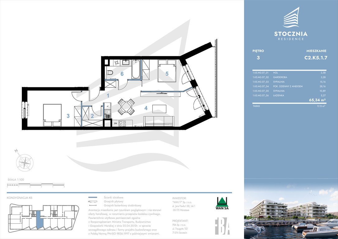 Nowe mieszkanie trzypokojowe Stocznia Residence Radziwie, ul. Popłacińska 42  64m2 Foto 1