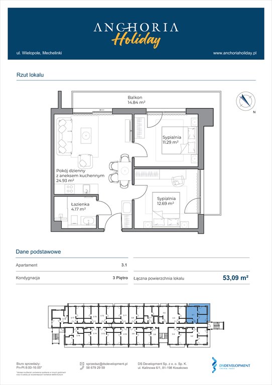 Nowe mieszkanie trzypokojowe Anchoria Holiday Mechelinki, Wielopole 36-38  53m2 Foto 1