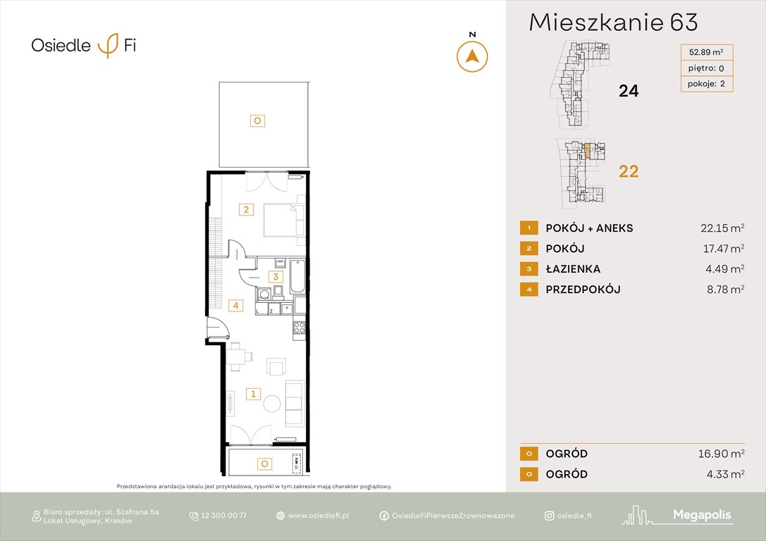 Nowe mieszkanie dwupokojowe Osiedle FI 3 Kraków, Rzemieślnicza 22-24  53m2 Foto 1