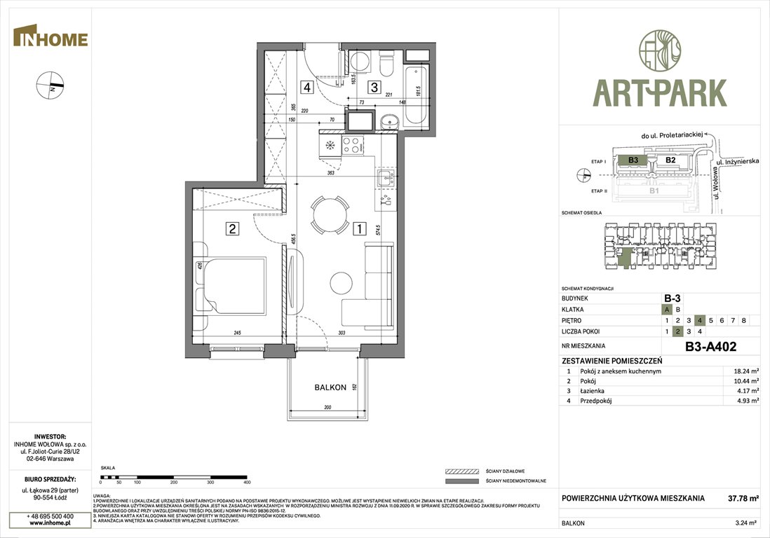 Nowe mieszkanie dwupokojowe ArtPark Łódź, Polesie, Wołowa 4A  38m2 Foto 1