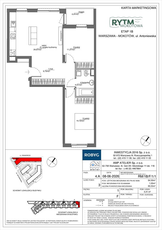 Nowe mieszkanie trzypokojowe Rytm Mokotowa Warszawa, Mokotów, Antoniewska 3B  65m2 Foto 1