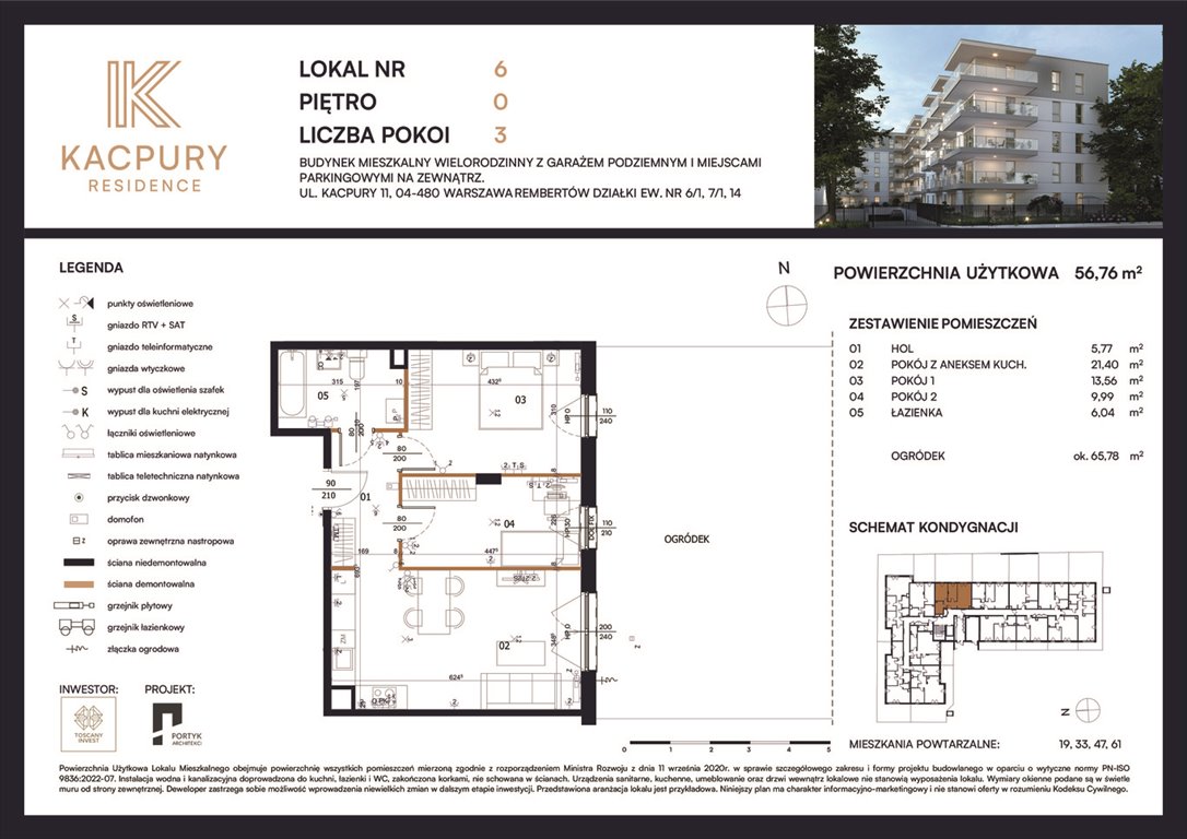 Nowe mieszkanie trzypokojowe Kacpury Residence Warszawa, Rembetów, Kacpury 11  57m2 Foto 1
