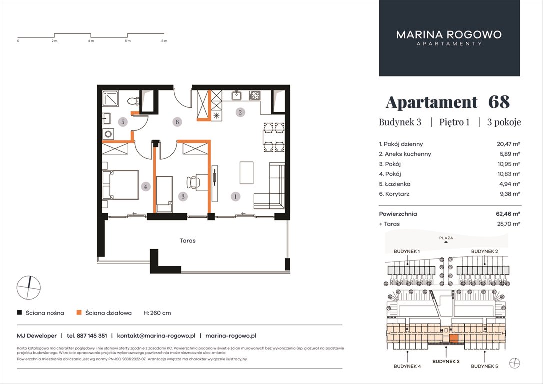 Nowe mieszkanie trzypokojowe APARTAMENTY MARINA ROGOWO Rogowo, Rogowo 65  62m2 Foto 1