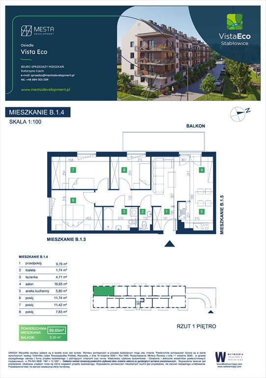 Nowe mieszkanie czteropokojowe  Vista Eco  Wrocław, Fabryczna, Stabłowice, Łomnicka  70m2 Foto 1