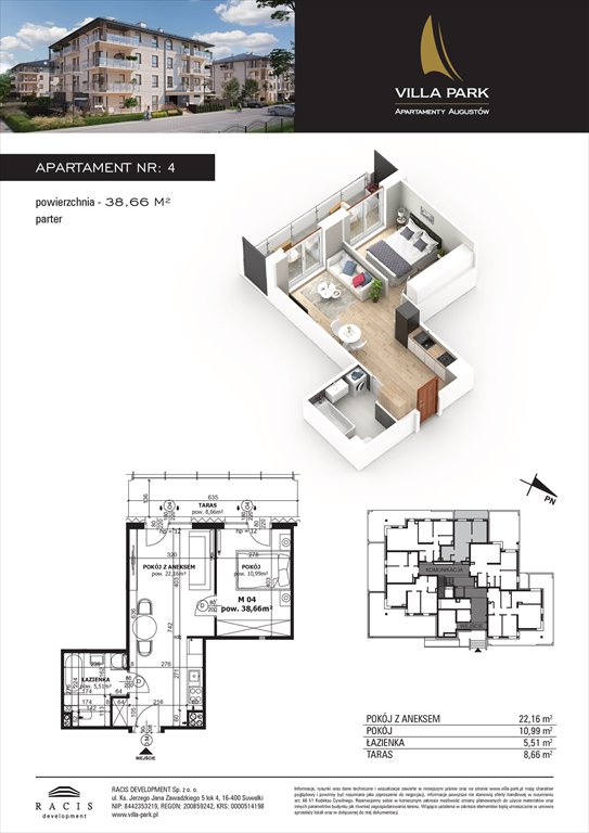 Nowe mieszkanie Villa Park - Etap II Augustów, Wypoczynkowa  39m2 Foto 1