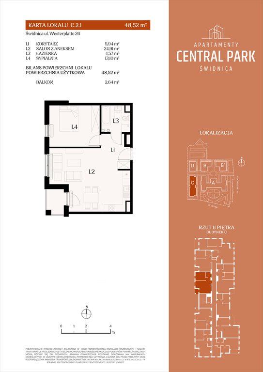 Nowe mieszkanie dwupokojowe Apartamenty Central Park Świdnica Świdnica, Lipowa 14  49m2 Foto 1