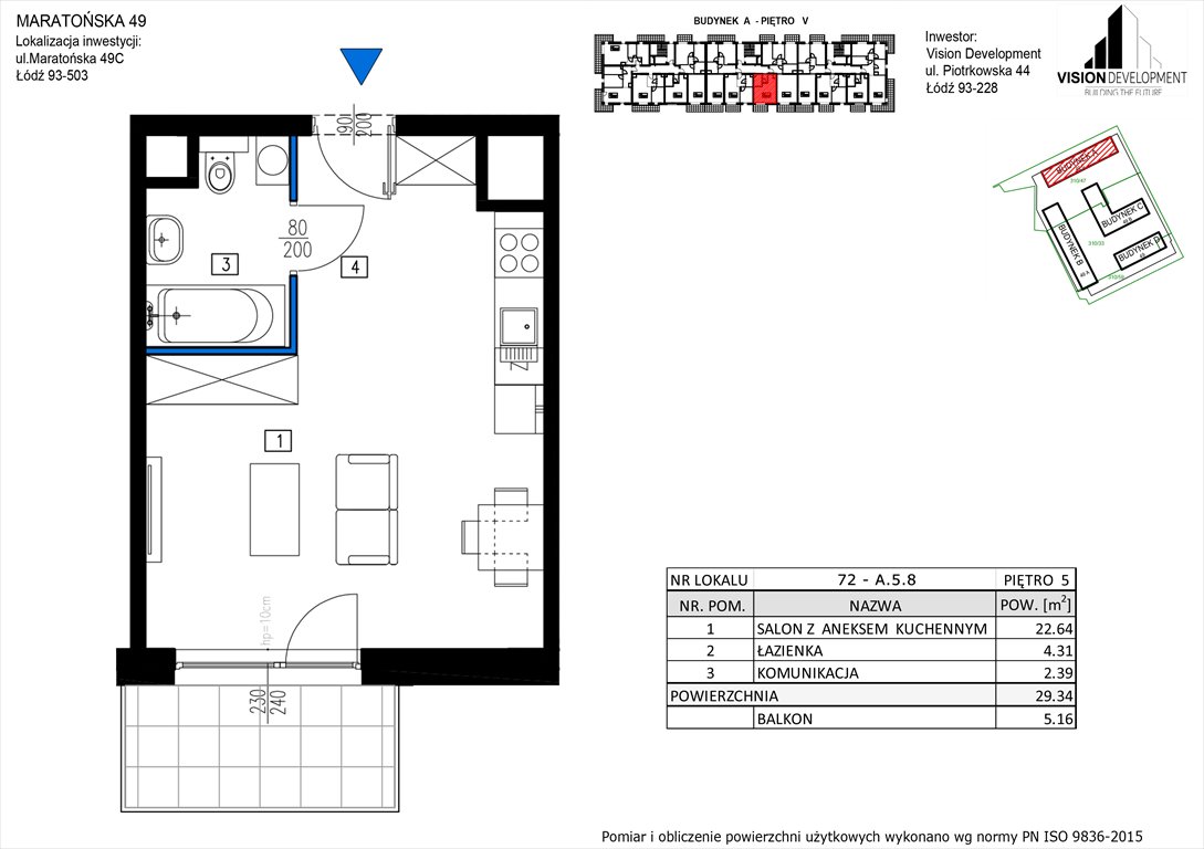 Nowa kawalerka Maratońska 49 Nowa Retkinia  Łódź, Retkinia, Maratońska 49C  29m2 Foto 1