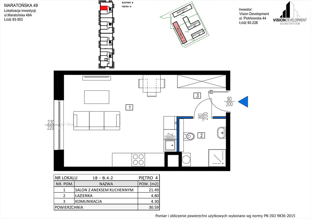 Nowa kawalerka Maratońska 49 Nowa Retkinia  Łódź, Retkinia, Maratońska 49C  31m2 Foto 1