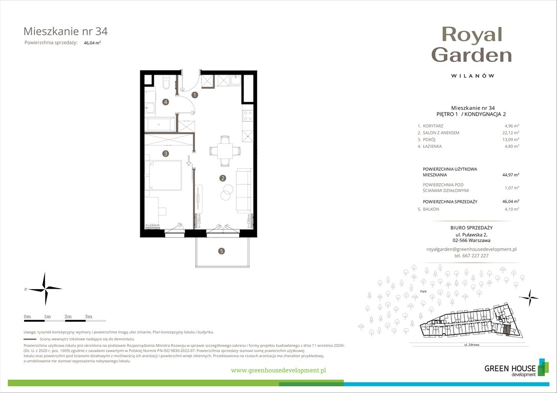 Nowe mieszkanie dwupokojowe Royal Garden Wilanów Warszawa, Wilanów, Zdrowa 2  45m2 Foto 1