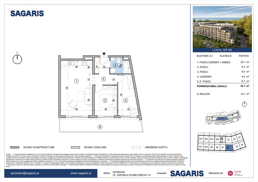 Nowe mieszkanie trzypokojowe Essense Baltic Resort&Spa Dziwnów, Kaprala Koniecznego 14  52m2 Foto 1
