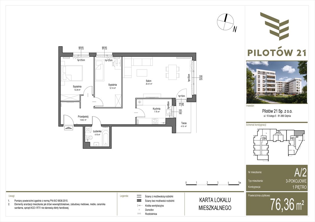 Nowe mieszkanie trzypokojowe Pilotow 21 Gdańsk, Zaspa, Pilotów 21  76m2 Foto 1