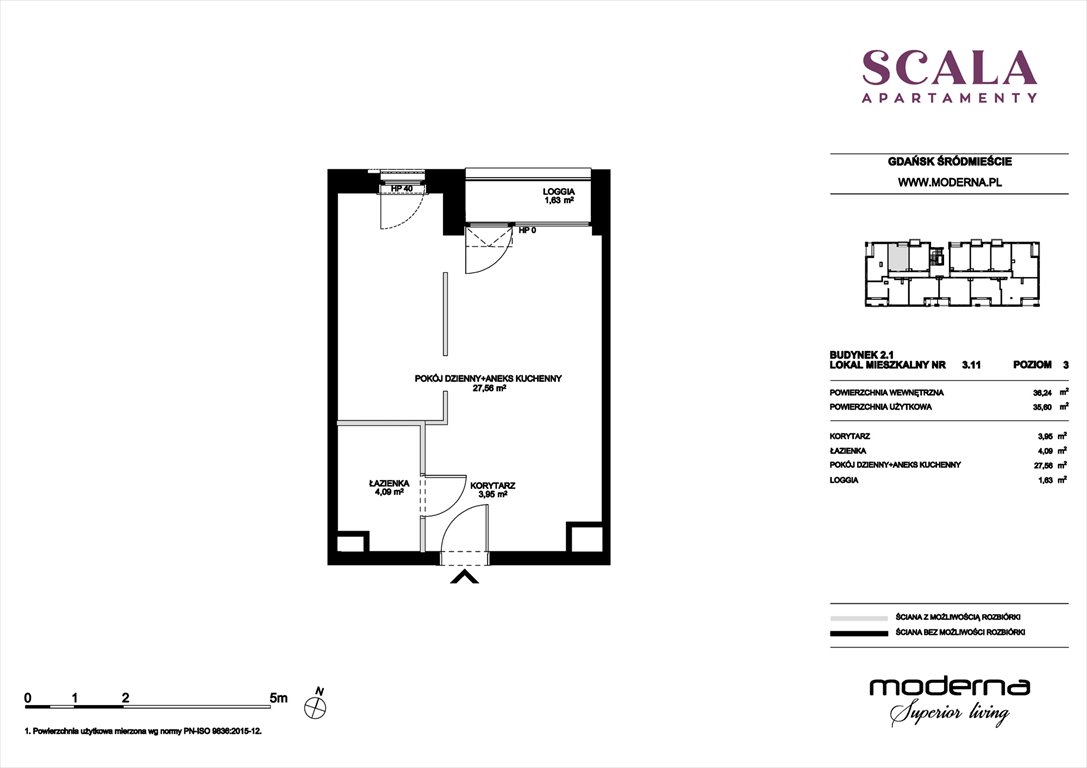 Nowa kawalerka Scala Gdańsk, ul. Łąkowa 60  36m2 Foto 1