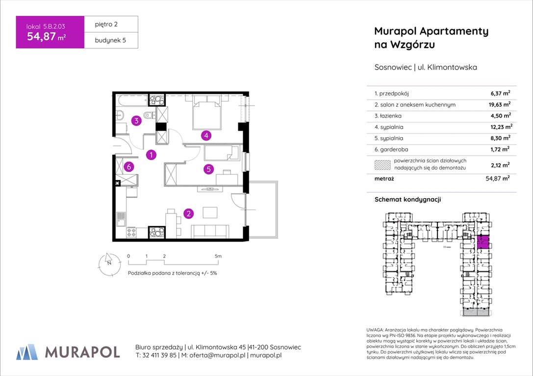 Nowe mieszkanie trzypokojowe Murapol Apartamenty na Wzgórzu Sosnowiec, ul. Klimontowska  55m2 Foto 1