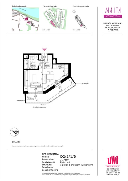 Nowa kawalerka MALTA Wołkowyska etap 3 Poznań, Rataje, ul. Klemensa Mikuły 1 i 3  32m2 Foto 1
