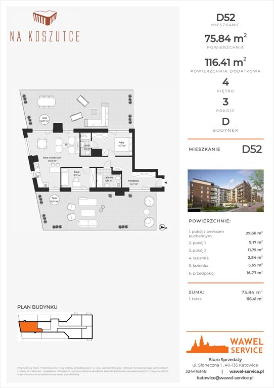 mieszkanie na sprzedaż 76m2 mieszkanie Katowice, Słoneczna 1