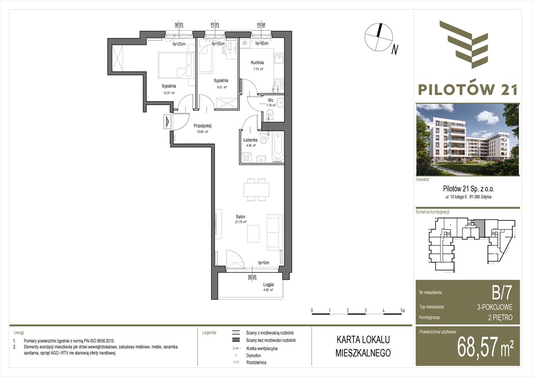 Nowe mieszkanie trzypokojowe Pilotow 21 Gdańsk, Zaspa, Pilotów 21  68m2 Foto 1