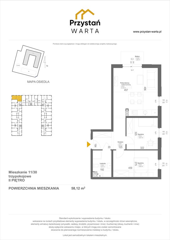 Nowe mieszkanie trzypokojowe Zielona Przystań nad Wartą Luboń, ul. Kajakowa 9 i 11  58m2 Foto 1