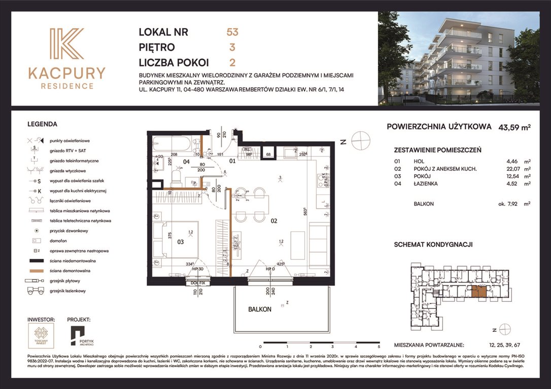 Nowe mieszkanie dwupokojowe Kacpury Residence Warszawa, Rembetów, Kacpury 11  44m2 Foto 1