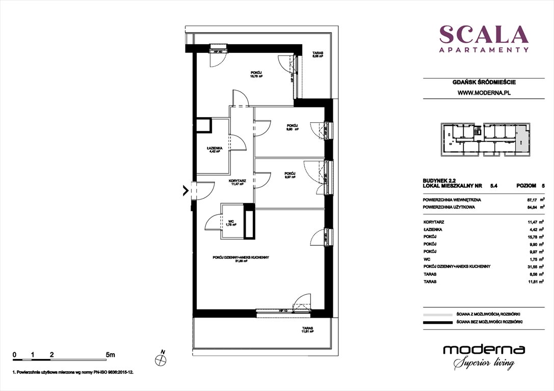 Nowe mieszkanie czteropokojowe  Scala Gdańsk, ul. Łąkowa 60  87m2 Foto 1