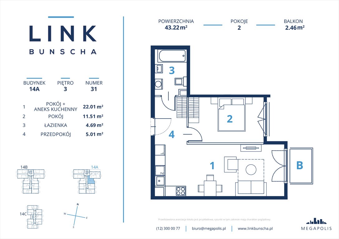 Nowe mieszkanie dwupokojowe Link Bunscha Kraków, Bunscha 14a  43m2 Foto 1