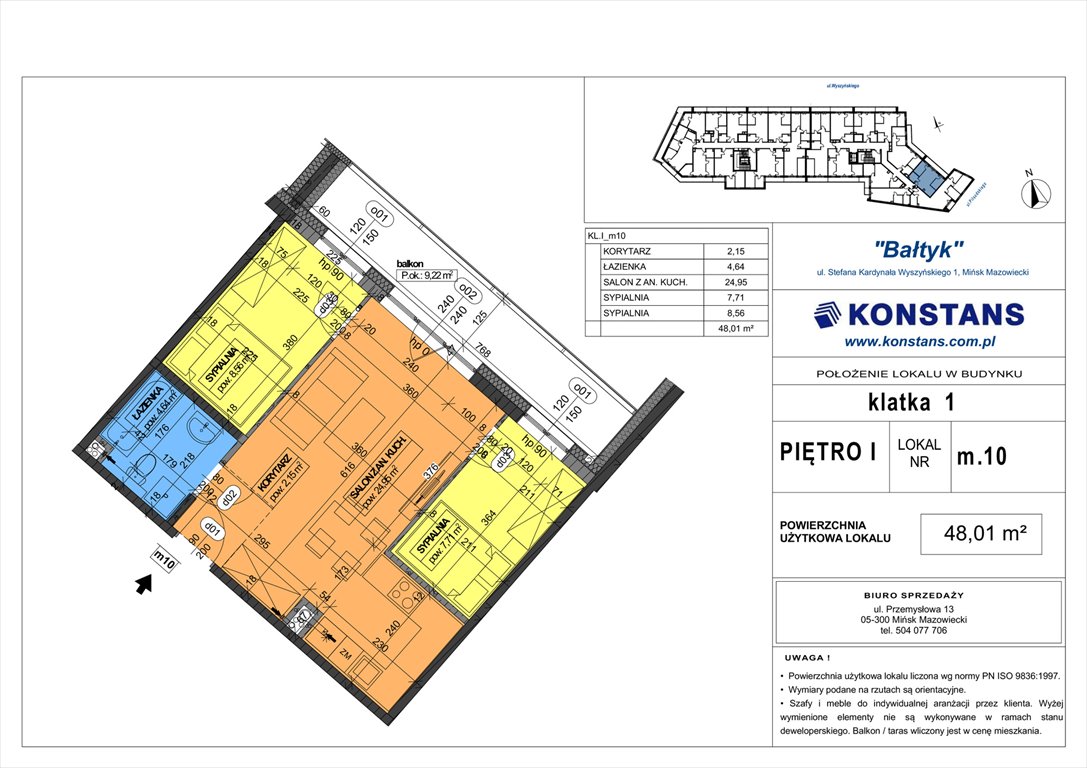 Nowe mieszkanie trzypokojowe Bałtyk Mińsk Mazowiecki, Wyszyńskiego 1  48m2 Foto 1