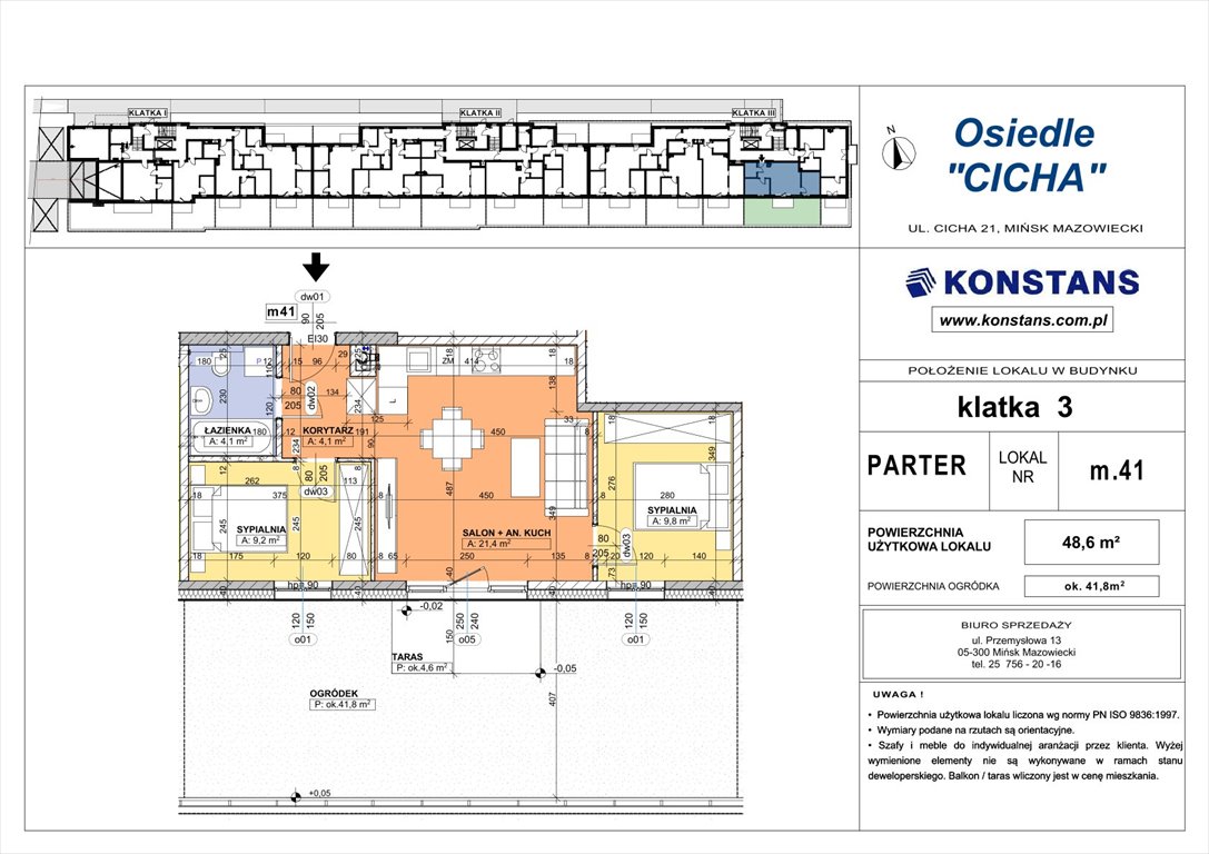 Nowe mieszkanie trzypokojowe Cicha 21 Mińsk Mazowiecki, Cicha 12  49m2 Foto 1