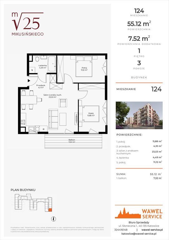 mieszkanie na sprzedaż 55m2 mieszkanie Katowice, Mikusińskiego 25