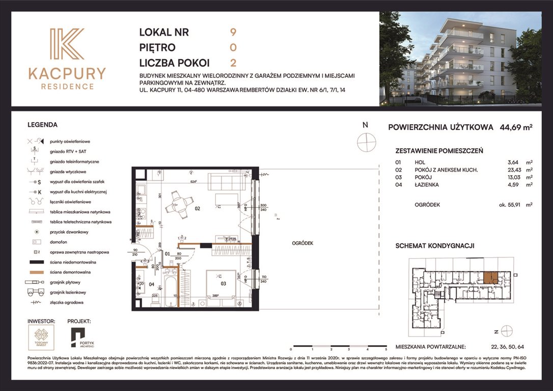 Nowe mieszkanie dwupokojowe Kacpury Residence Warszawa, Rembetów, Kacpury 11  45m2 Foto 1