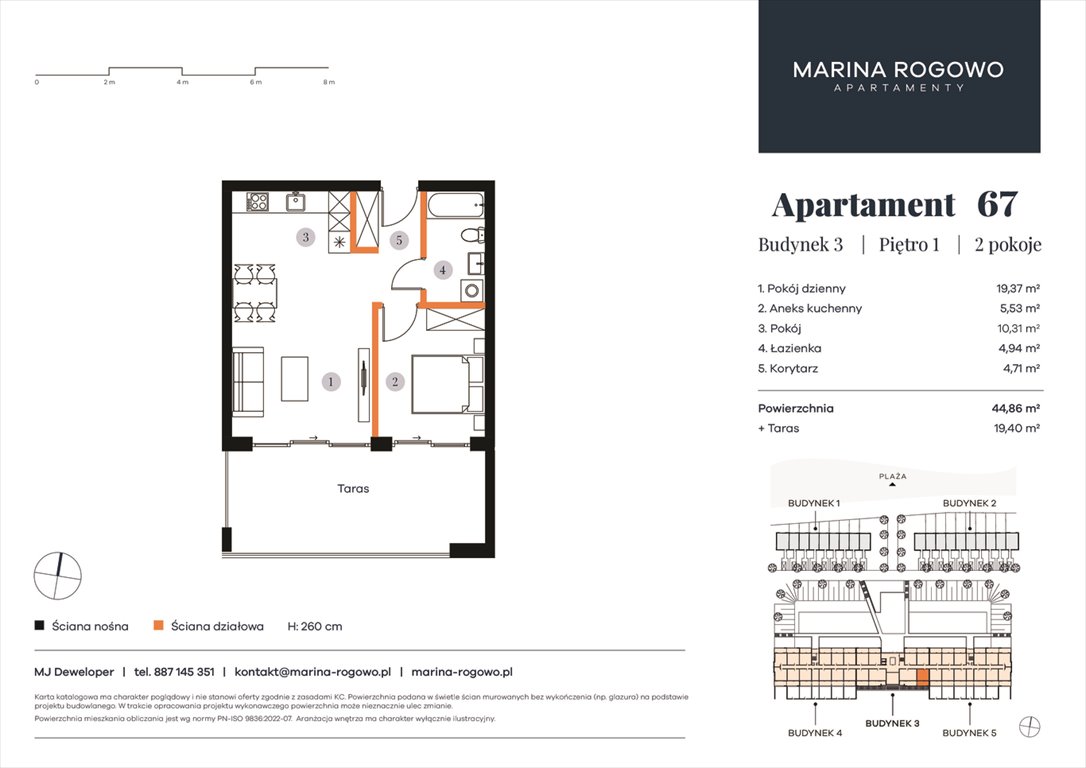 Nowe mieszkanie dwupokojowe APARTAMENTY MARINA ROGOWO Rogowo, Rogowo 65  45m2 Foto 1