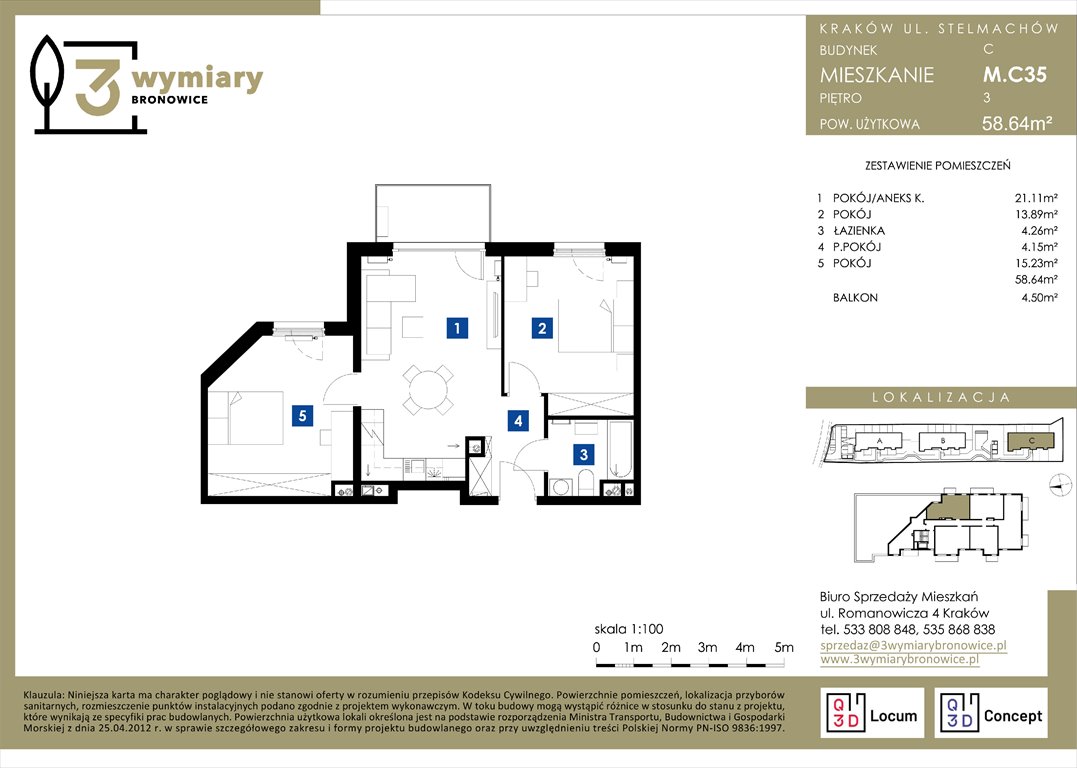 Nowe mieszkanie trzypokojowe 3 Wymiary Bronowice Kraków, Bronowice Wielkie, Stelmachów  59m2 Foto 1
