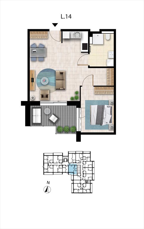 Nowe mieszkanie dwupokojowe Sunset Resort Grzybowo, Nadmorska 98 -106  48m2 Foto 1