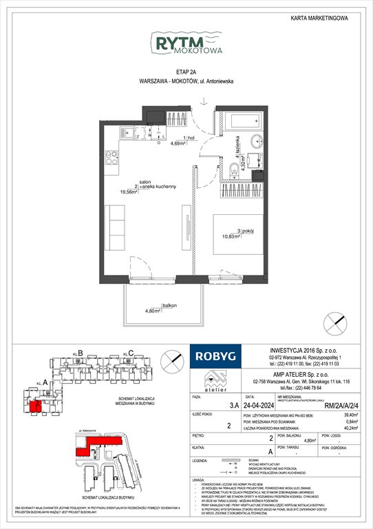 Nowe mieszkanie dwupokojowe Rytm Mokotowa Warszawa, Mokotów, Antoniewska  39m2 Foto 1