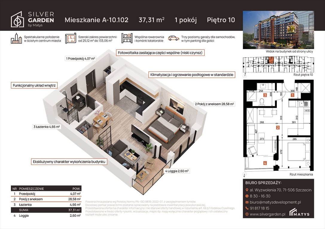 Nowa kawalerka Silver Garden Szczecin, Centrum, al. Wyzwolenia 70 / ul. Staszica 21  37m2 Foto 1