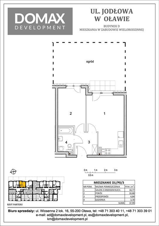 Nowe mieszkanie dwupokojowe Osiedle Jodłowa etap II bud D Oława, Nowy Otok, Jodłowa 38-40  38m2 Foto 1