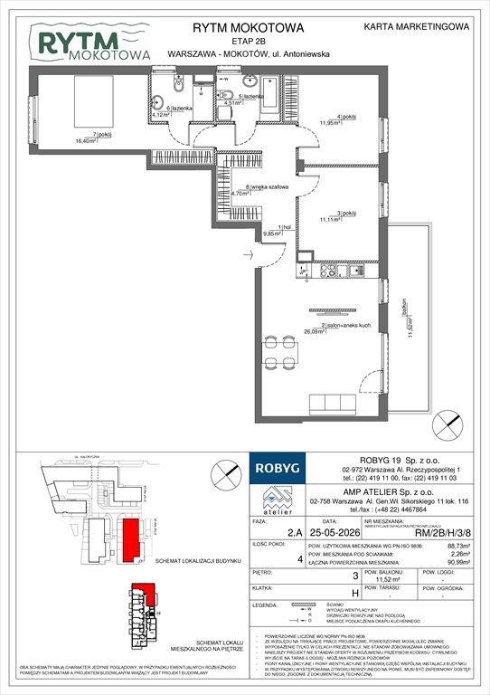 Nowe mieszkanie czteropokojowe  Rytm Mokotowa Warszawa, Mokotów, Antoniewska 3B  89m2 Foto 1