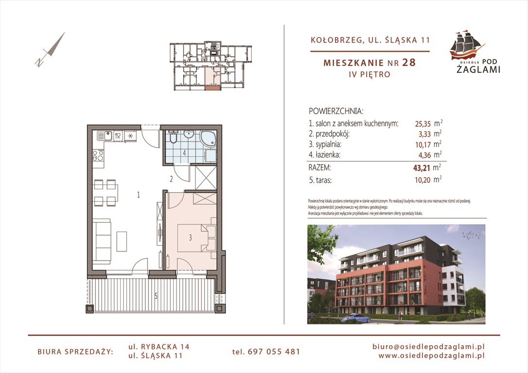 Nowe mieszkanie dwupokojowe Osiedle Pod Żaglami Kołobrzeg, Śląska 11  43m2 Foto 1