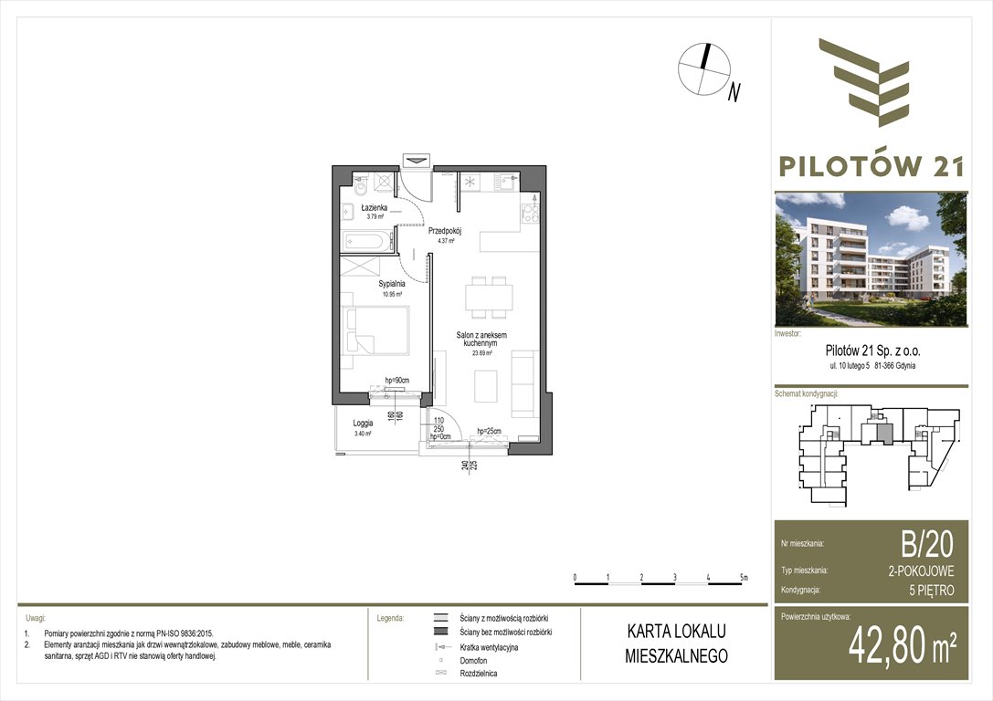 Nowe mieszkanie dwupokojowe Pilotow 21 Gdańsk, Zaspa, Pilotów 21  43m2 Foto 1